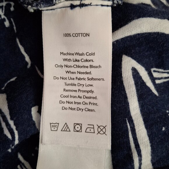 Eddie Bauer Beachy Maxi Blue Geo Print Empire High Waist Cool Cotton Dress Sz M - Picture 10 of 14